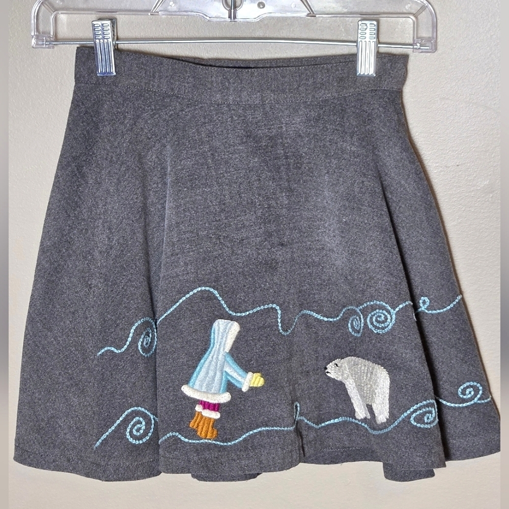 Vintage Y2K Gap Girl's Embroidered Whimsy Cottagecore Winter Twirl Skirt, Size 5